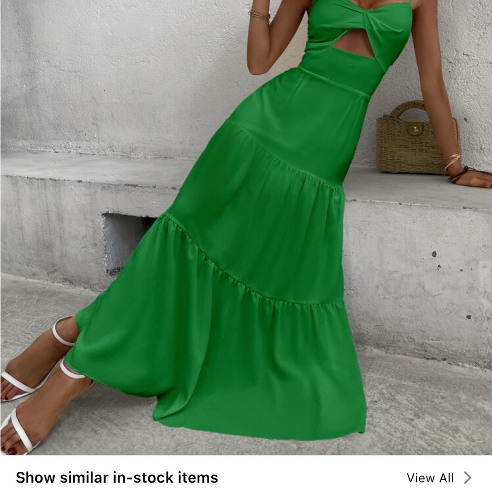 SHEIN Holidaya Twist Front Cut Out Ruffle Hem Maxi Cami Dress